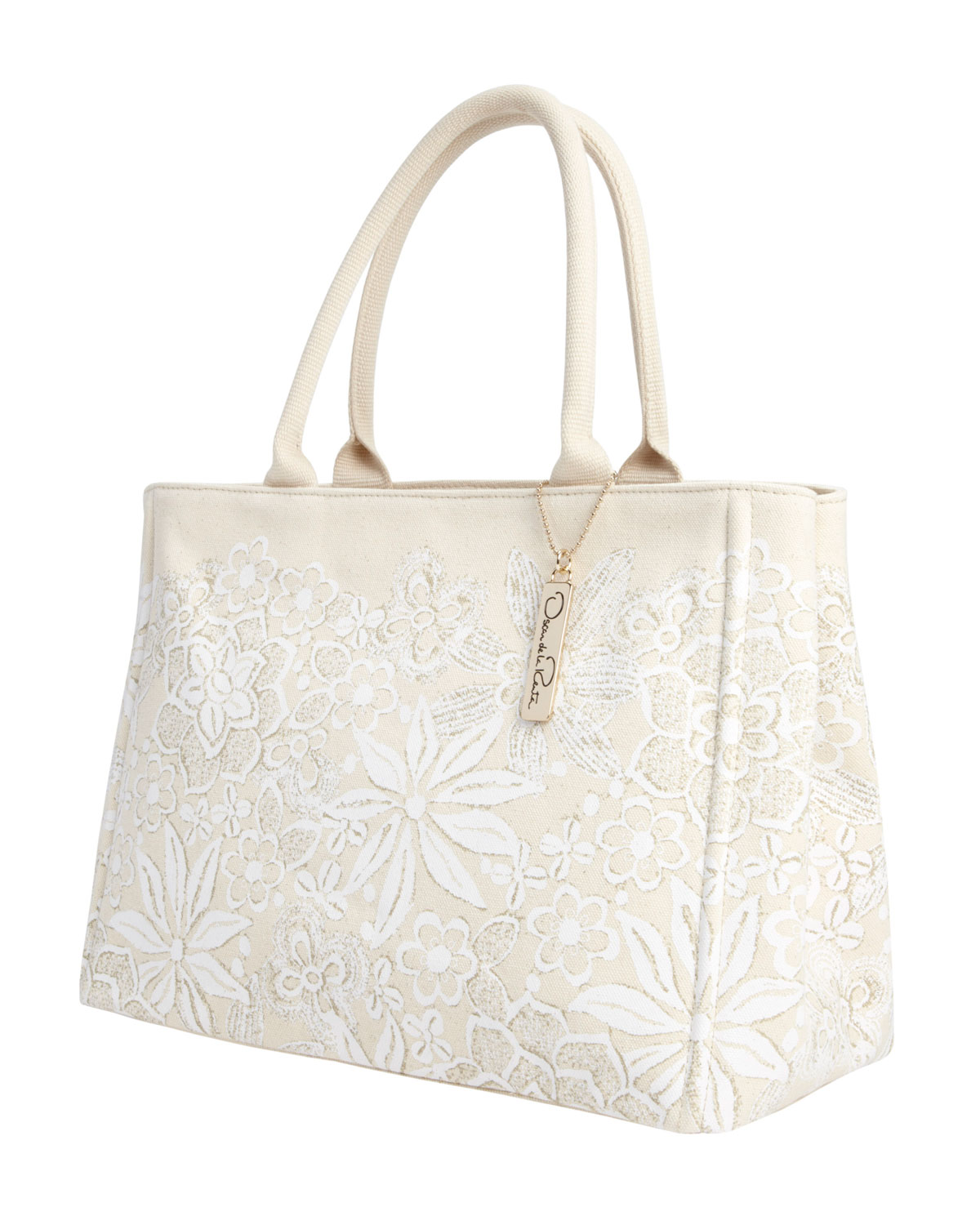 Oscar de la renta Nm Target Floral Canvas Tote Bag in White | Lyst