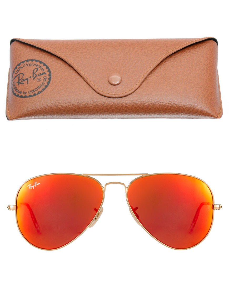 Lyst Ray Ban Aviator Sunglasses In Red For Men