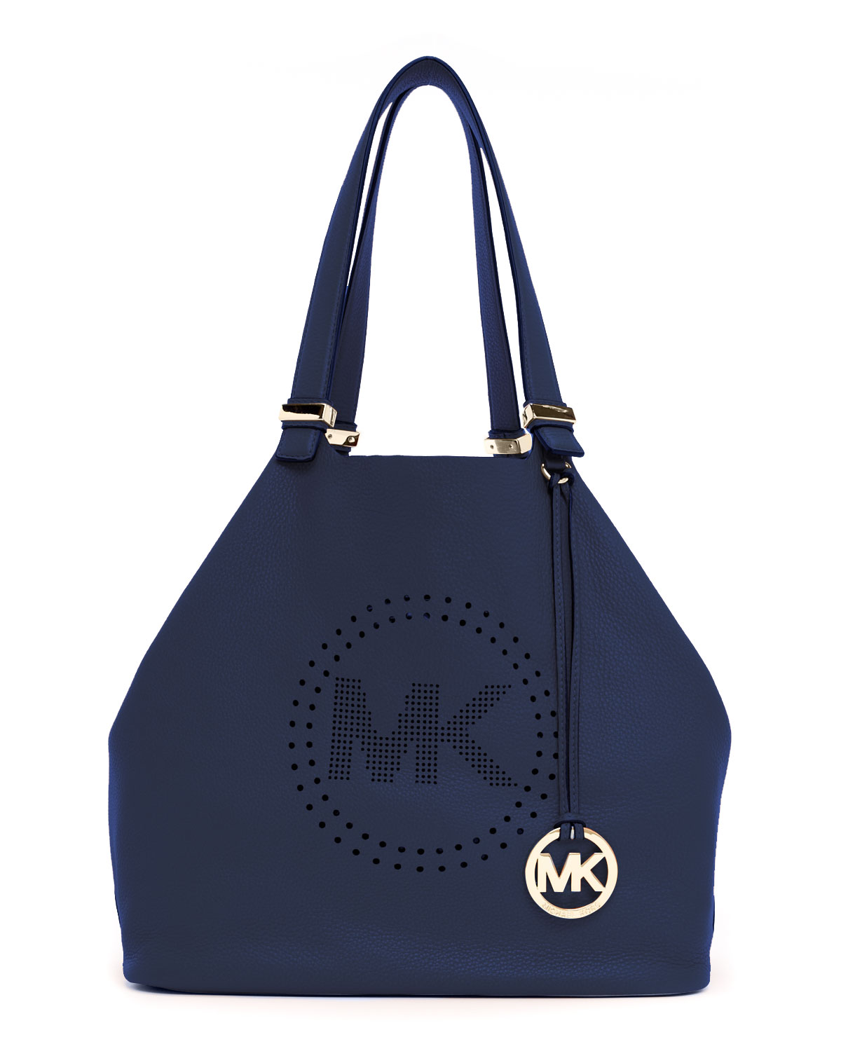 navy leather grab bag