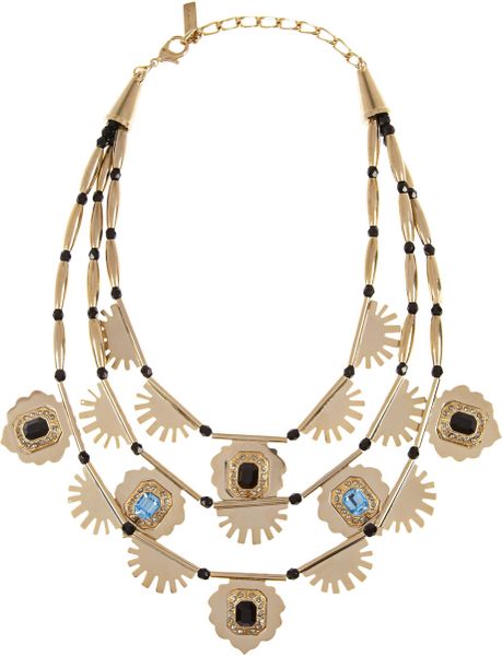 Etro Gold-Tone Crystal Multistrand Necklace in Gold | Lyst