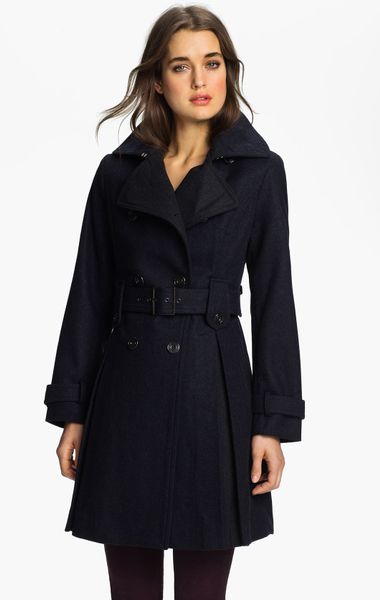Laundry By Shelli Segal Double Breasted Military Coat Petite in Blue ...
