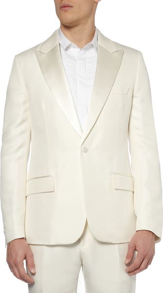 Maison Margiela Satin-trimmed Silk Tuxedo in White for Men | Lyst