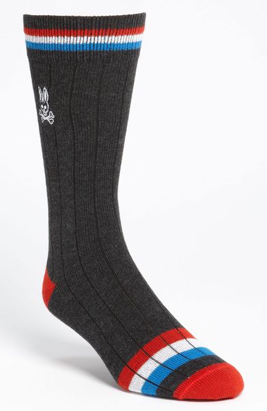 Psycho Bunny Stripe Socks in Gray for Men (charcoal) | Lyst
