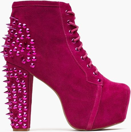 Nasty Gal Spike Platform Boot Pink Suede in Pink | Lyst