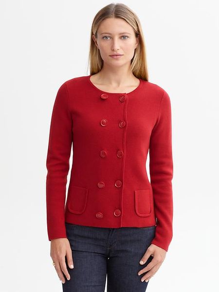 Banana Republic Doublebreasted Sweater Jacket in Red (saucy red ) | Lyst