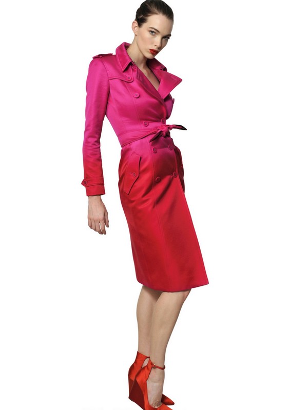 Lyst - Burberry prorsum Degradè Washed Silk Satin Trench Coat in Red