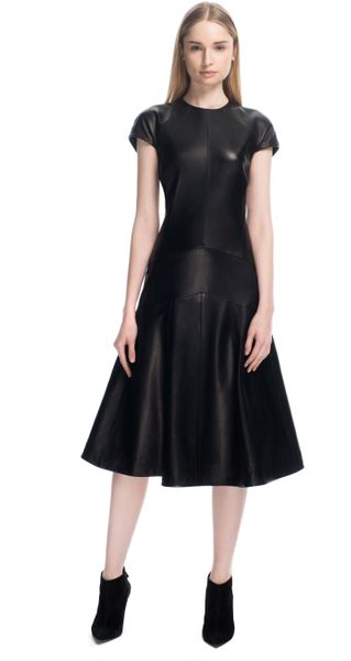 Narciso Rodriguez Plonge Leather Dress in Black - Lyst