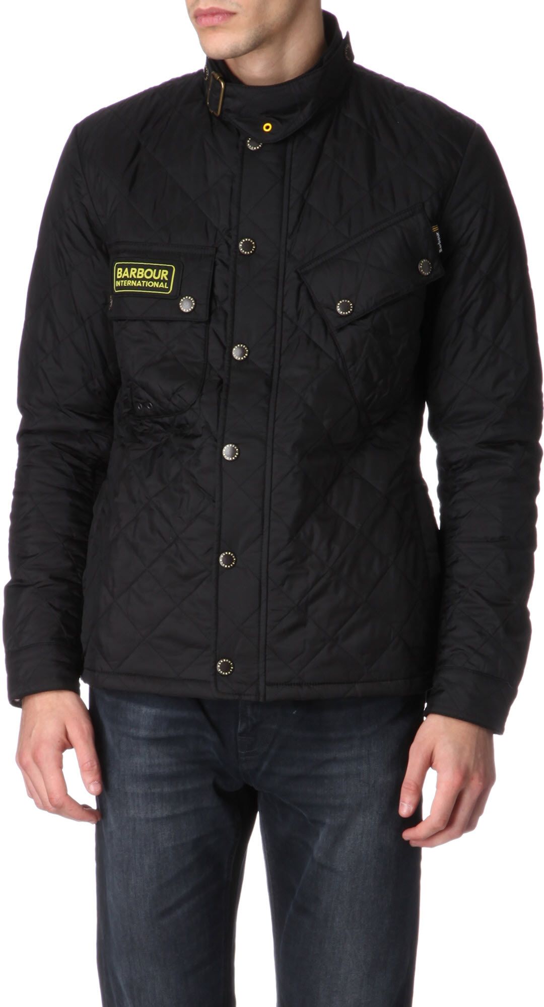 barbour mens black quilted jacket