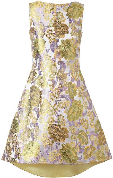 Osman Floral Brocade Dress in Gold (gr mlt) | Lyst