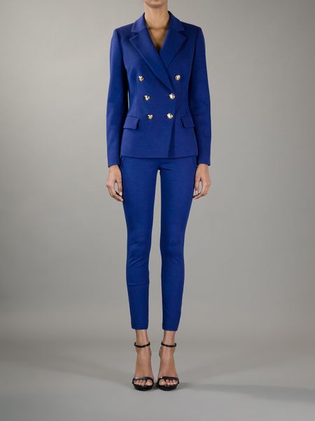 Emilio Pucci Double Breasted Blazer in Blue | Lyst