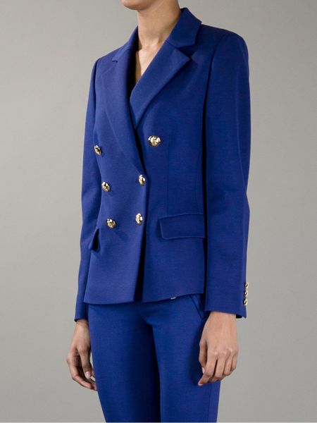 Emilio Pucci Double Breasted Blazer in Blue | Lyst