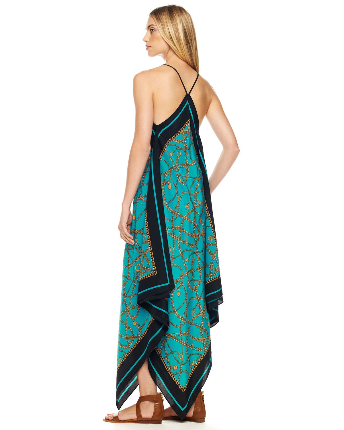 Lyst - Michael Kors Scarfprint Maxi Dress in Blue