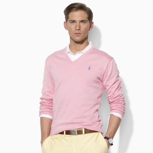 Lyst - Polo Ralph Lauren Vneck Sweater in Pink for Men