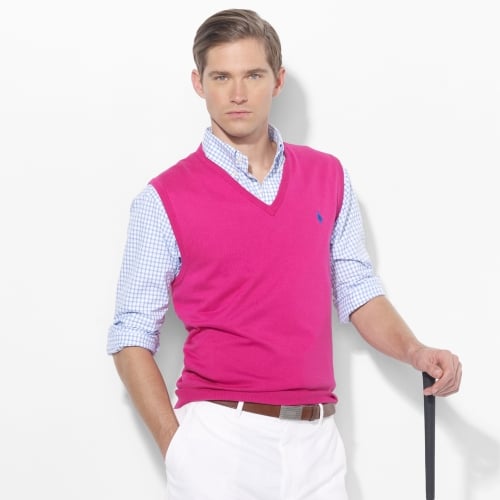 Lyst - Polo Ralph Lauren Vneck Sweater Vest in Pink for Men