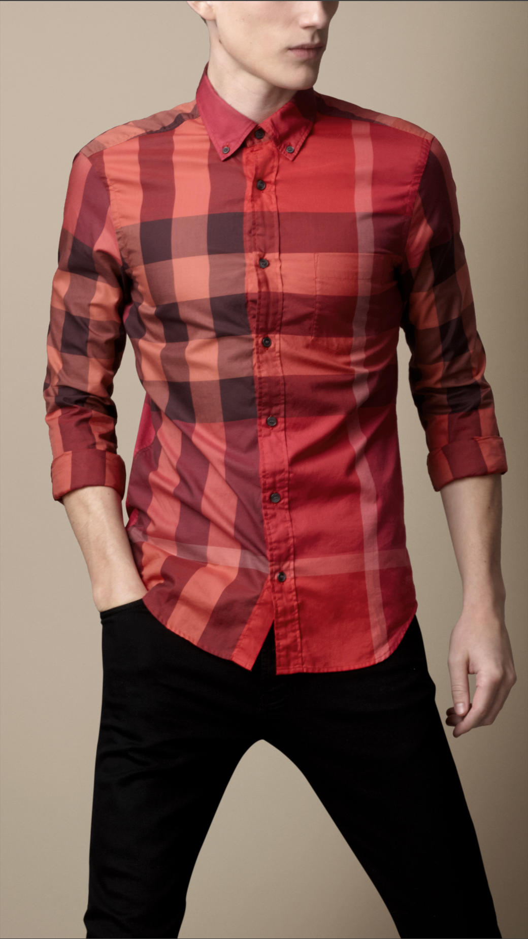 red button down shirts men