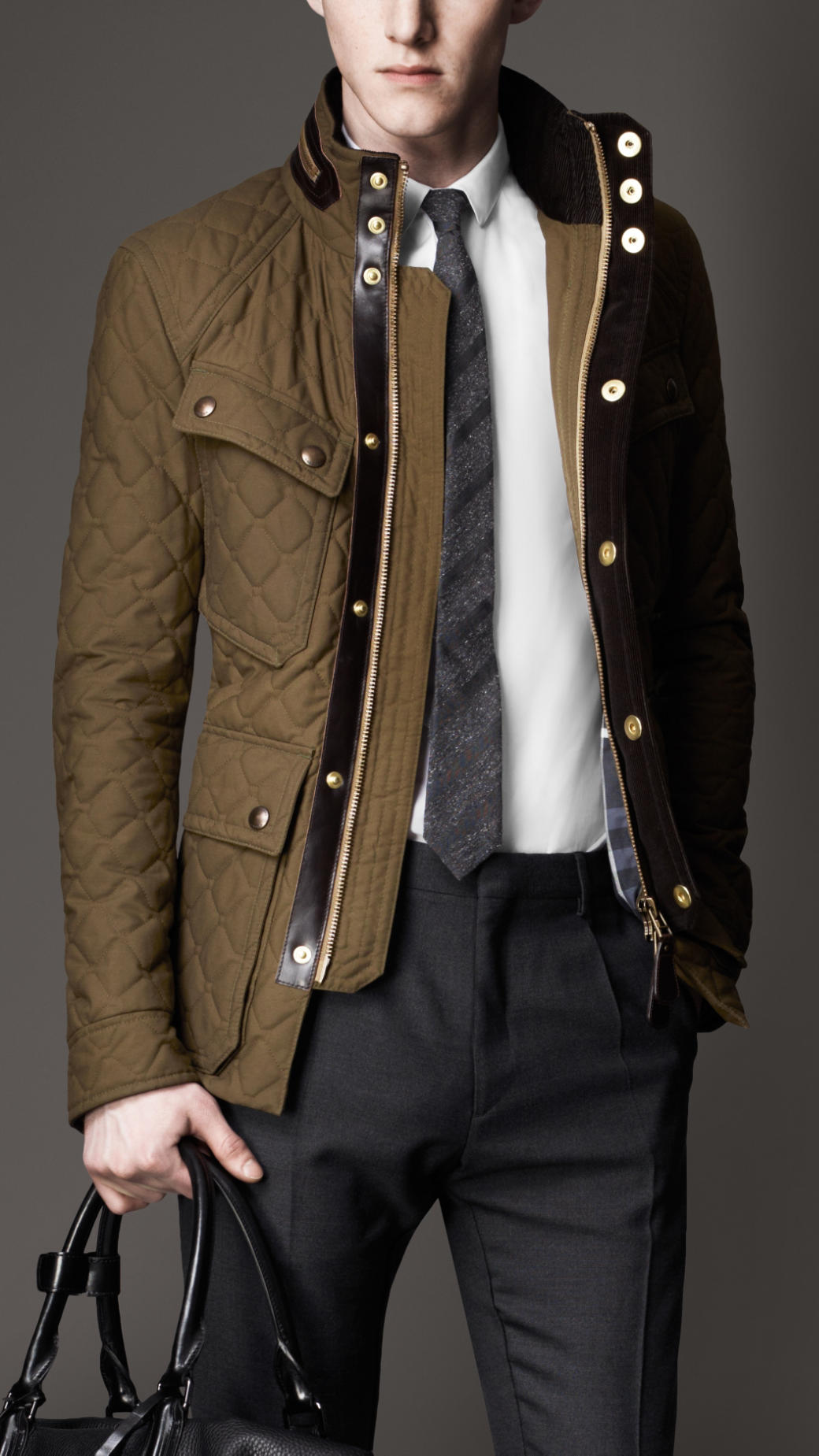 Lyst - Burberry Waxed Cotton Quilted Field Jacket in Green for Men