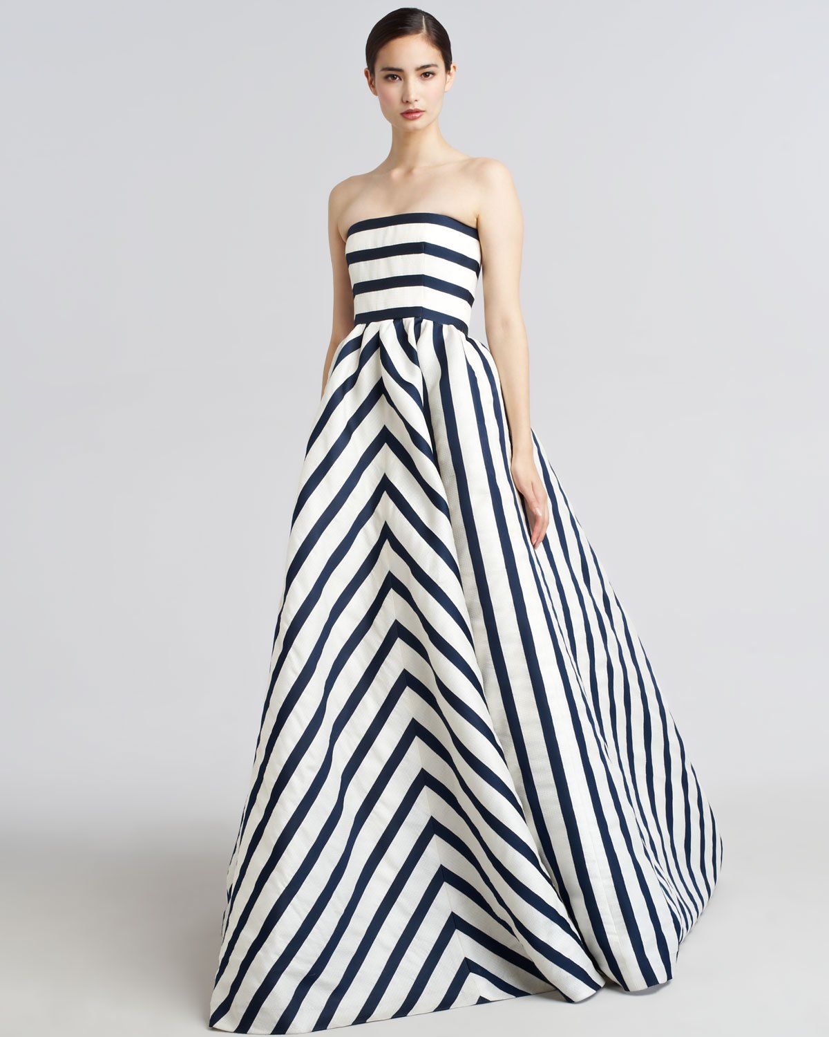 striped evening gown