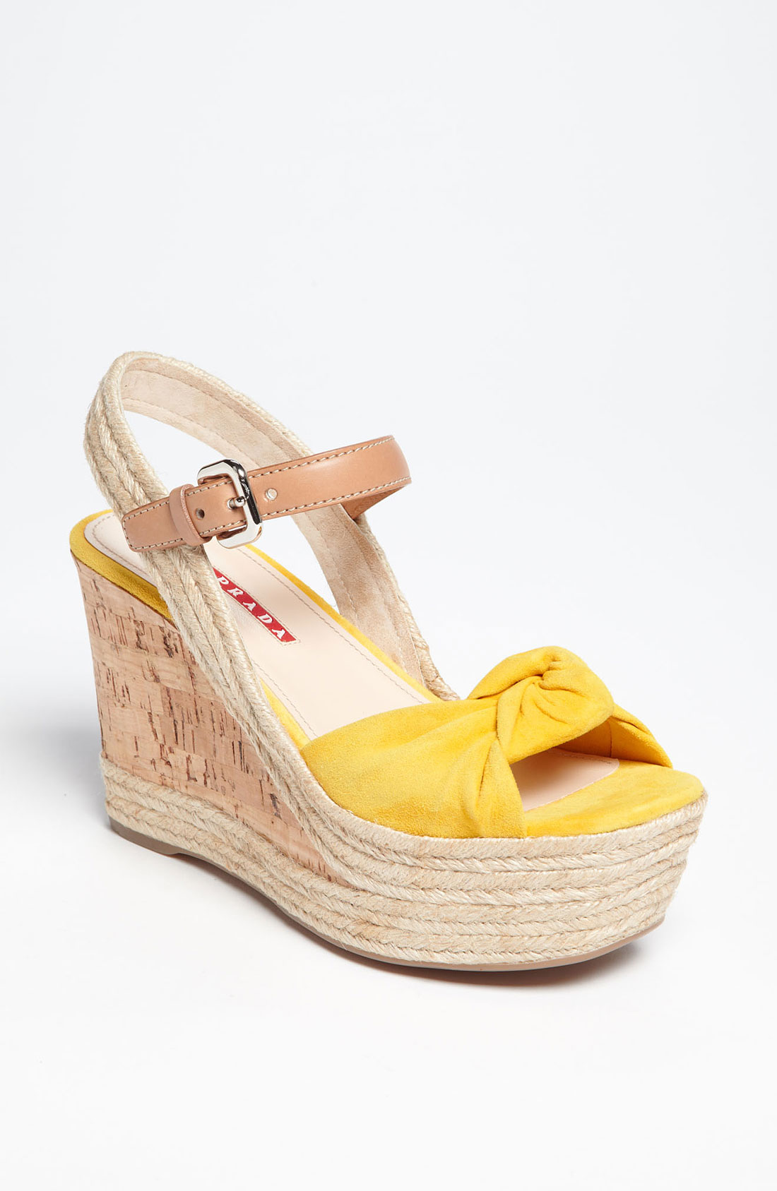 Prada Knot Wedge Sandal in Yellow