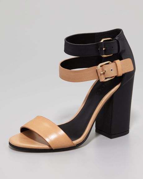 Vince Lana Colorblock Double buckle Sandal in Black (BLACK/NUDE) | Lyst