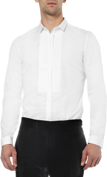 Burberry Prorsum White Slim-Fit Cotton Tuxedo Shirt in White for Men | Lyst