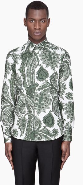 Givenchy White and Green Paisley Print Slim Shirt in Green for Men ...