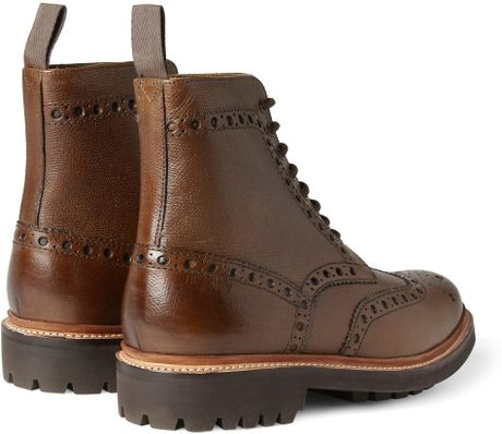 Grenson Fred Texturedleather Brogue Boots in Brown for Men | Lyst