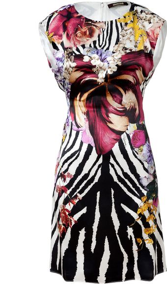 Roberto Cavalli Pearlmulti Silk Floral Print Dress in Multicolor (pearl ...