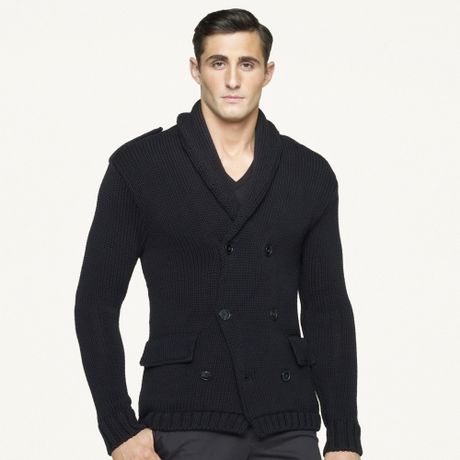 Ralph Lauren Black Label Admiral Shawl Collar Cardigan in Black for Men ...