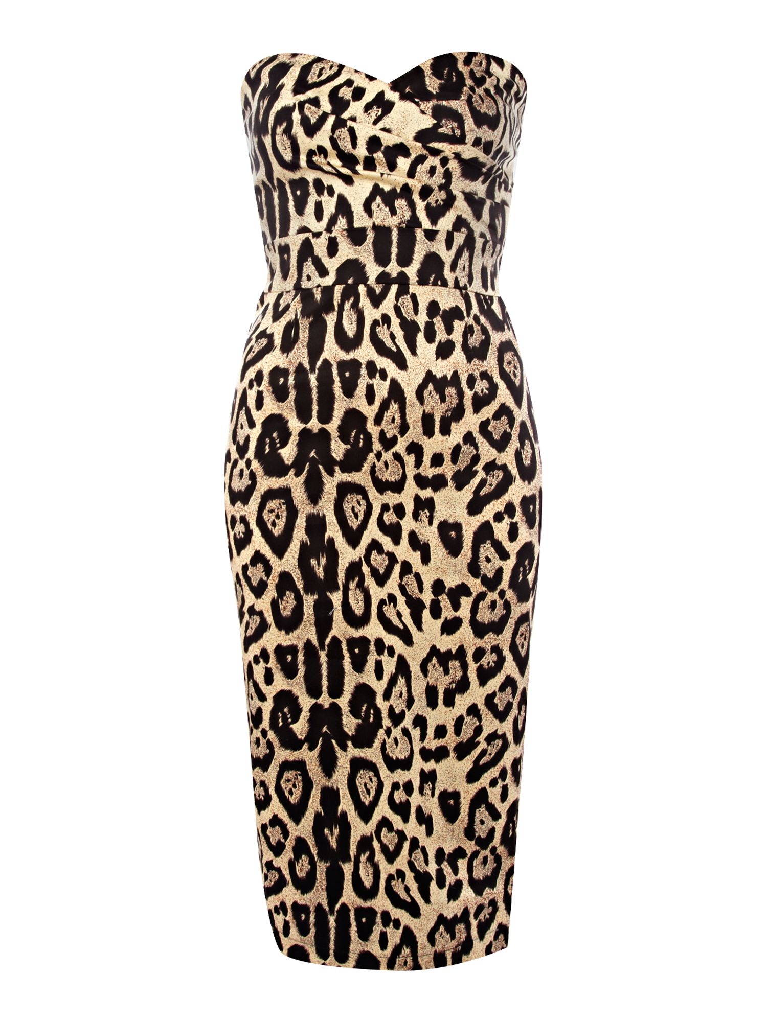 Tfnc london Strapless Leopard Midi Dress in Multicolor | Lyst
