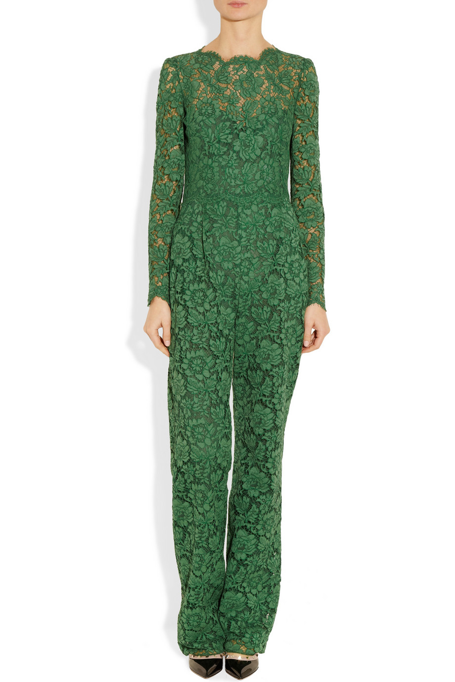 lyst valentino lace romper in green valentino cotton blend lace jumpsuit in green lyst lyst valentino lace romper in green valentino cotton blend lace jumpsuit in green lyst