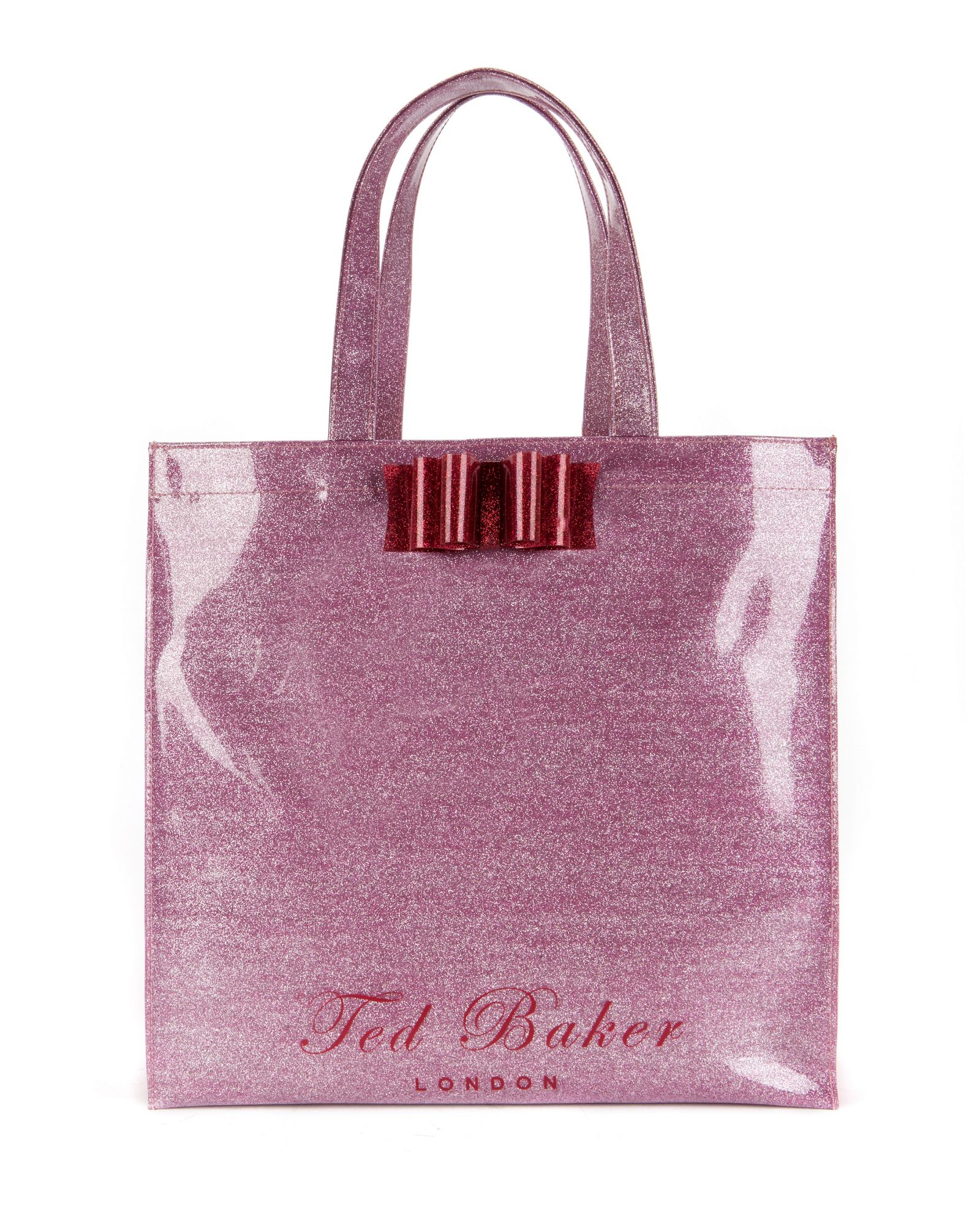 Ted Baker Gliscon Glitter Bow Ikon Bag in (rose gold) | Lyst
