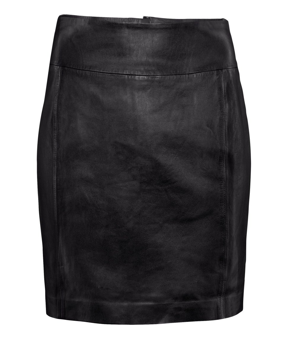 H&m Leather Skirt in Black | Lyst
