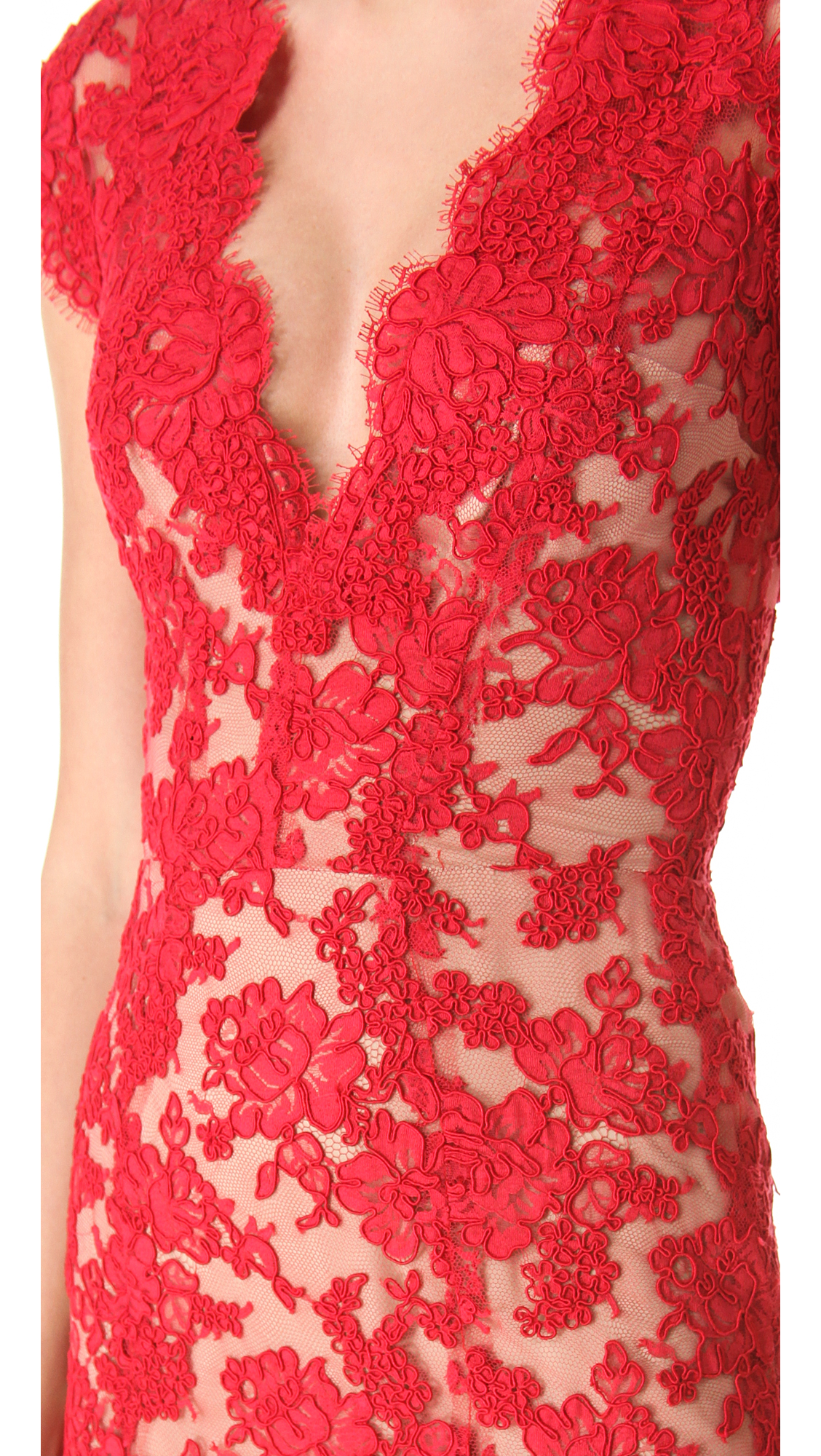 reem acra red gown