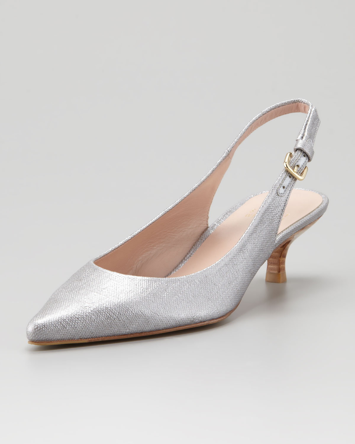 Lyst - Stuart Weitzman Pocosling Metallic Linen Slingback Pump Oyster ...