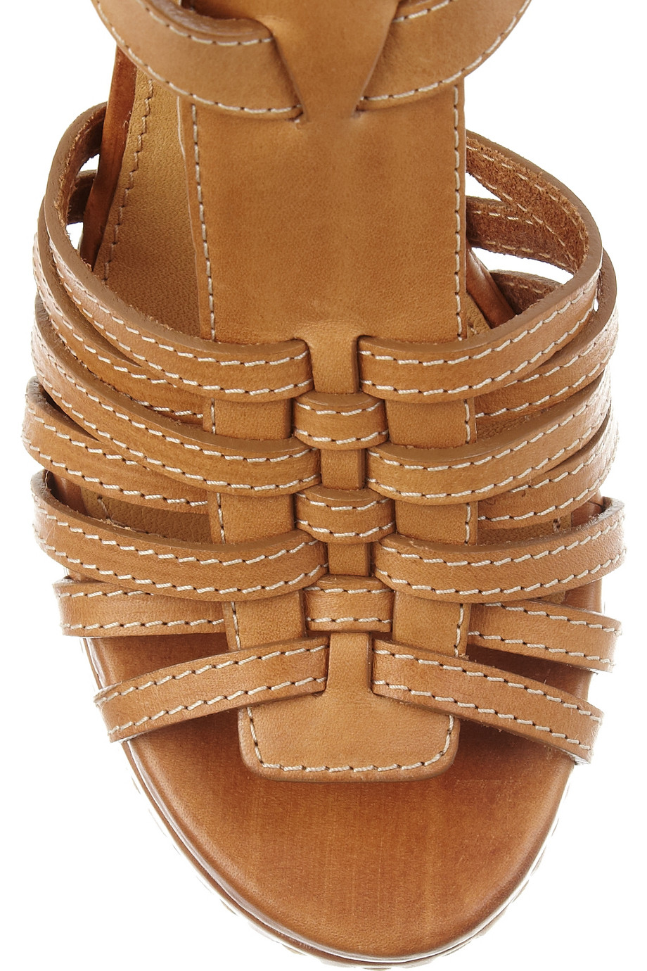 Lyst   Chloé Leather Wedge Sandals In Natural