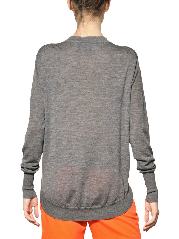 Lyst - Markus Lupfer Sequin Lips Fine Wool Knit Sweater in Gray
