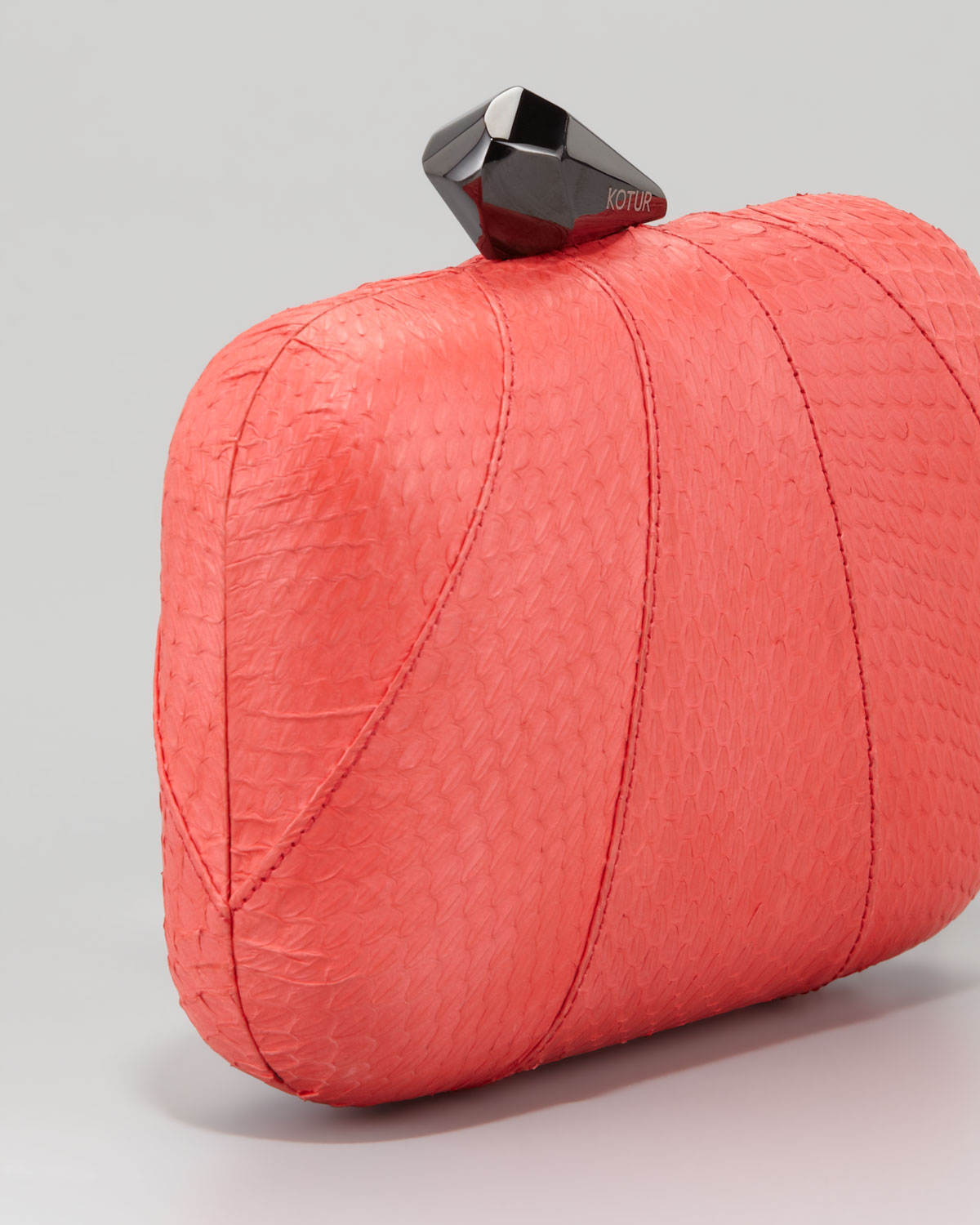 Lyst - Kotur Morley Matte Snakeskin Minaudiere Titian in Red