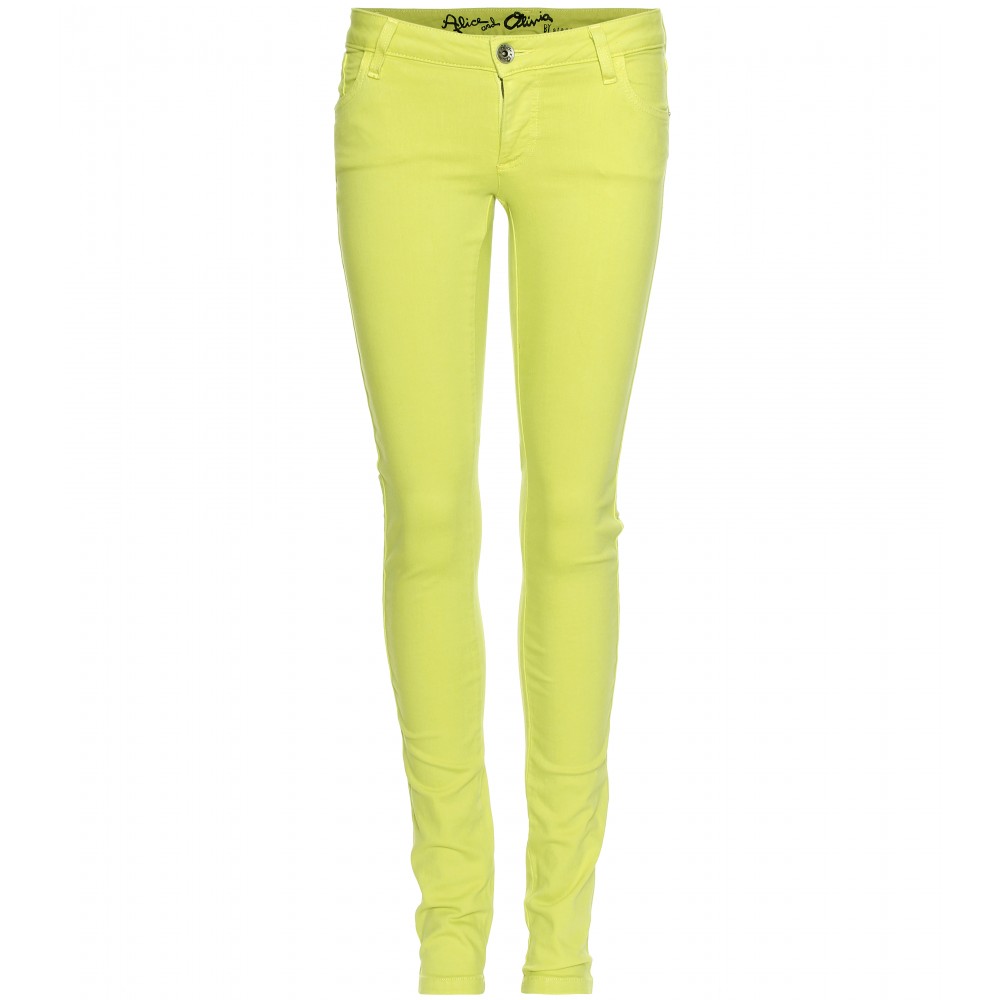 Alice + Olivia Neon Skinny Jeans in Yellow (neon yellow) | Lyst