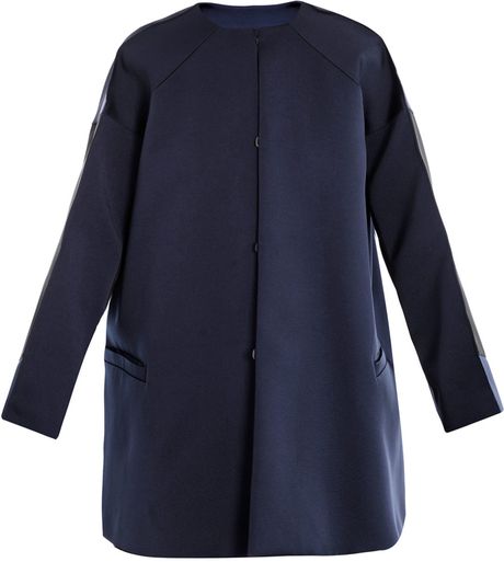 Balenciaga Ottoman Satine Coat in Blue (navy) | Lyst