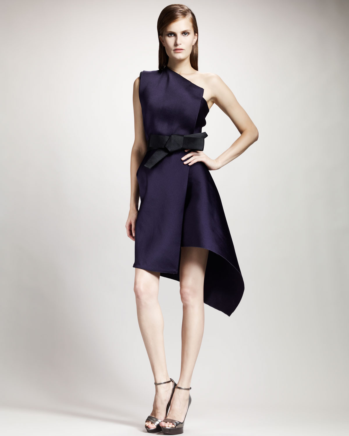 Lyst Lanvin One Shoulder Techno Dress In Blue Gallery