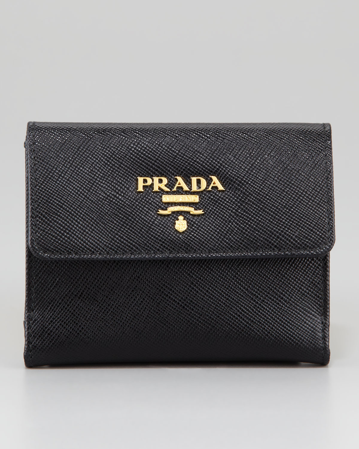Prada Mini Bifold Wallet in Black | Lyst  