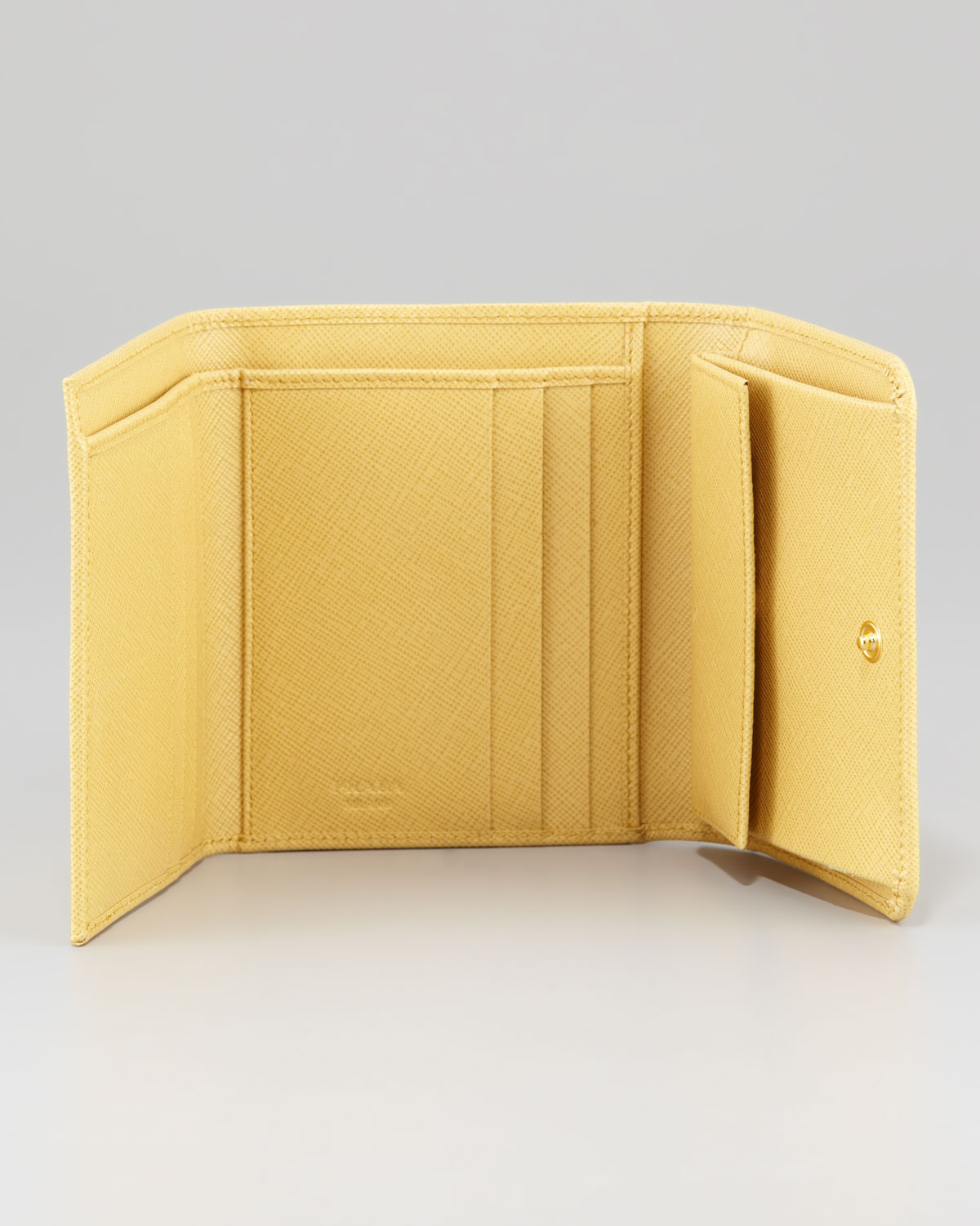 Prada Small French Wallet in Yellow (pale yellow) | Lyst  