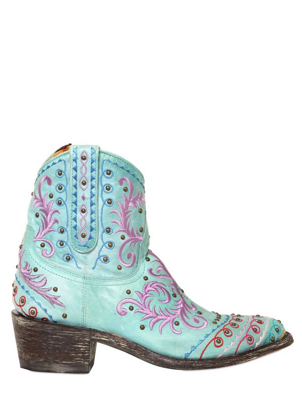 Lyst Mexicana 50mm Embroidery Studs Leather Low Boots in Blue