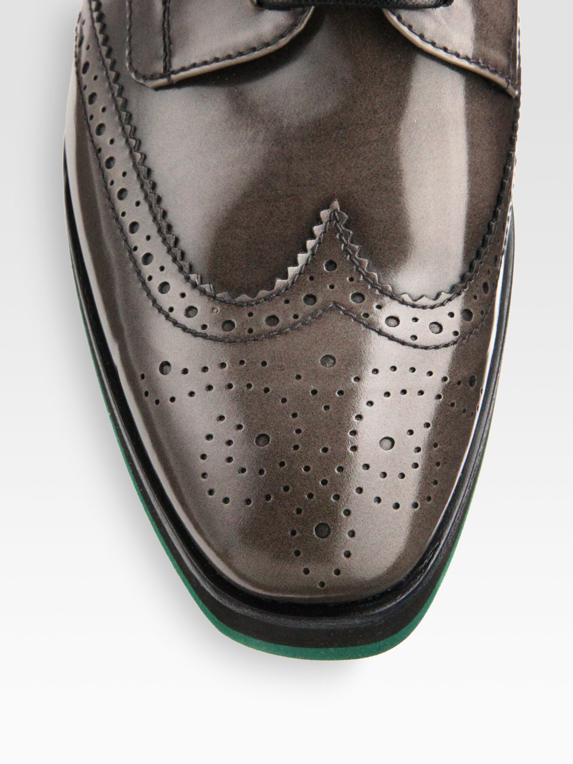 Lyst - Prada Spazzolato Wingtip Platform Oxfords in Brown