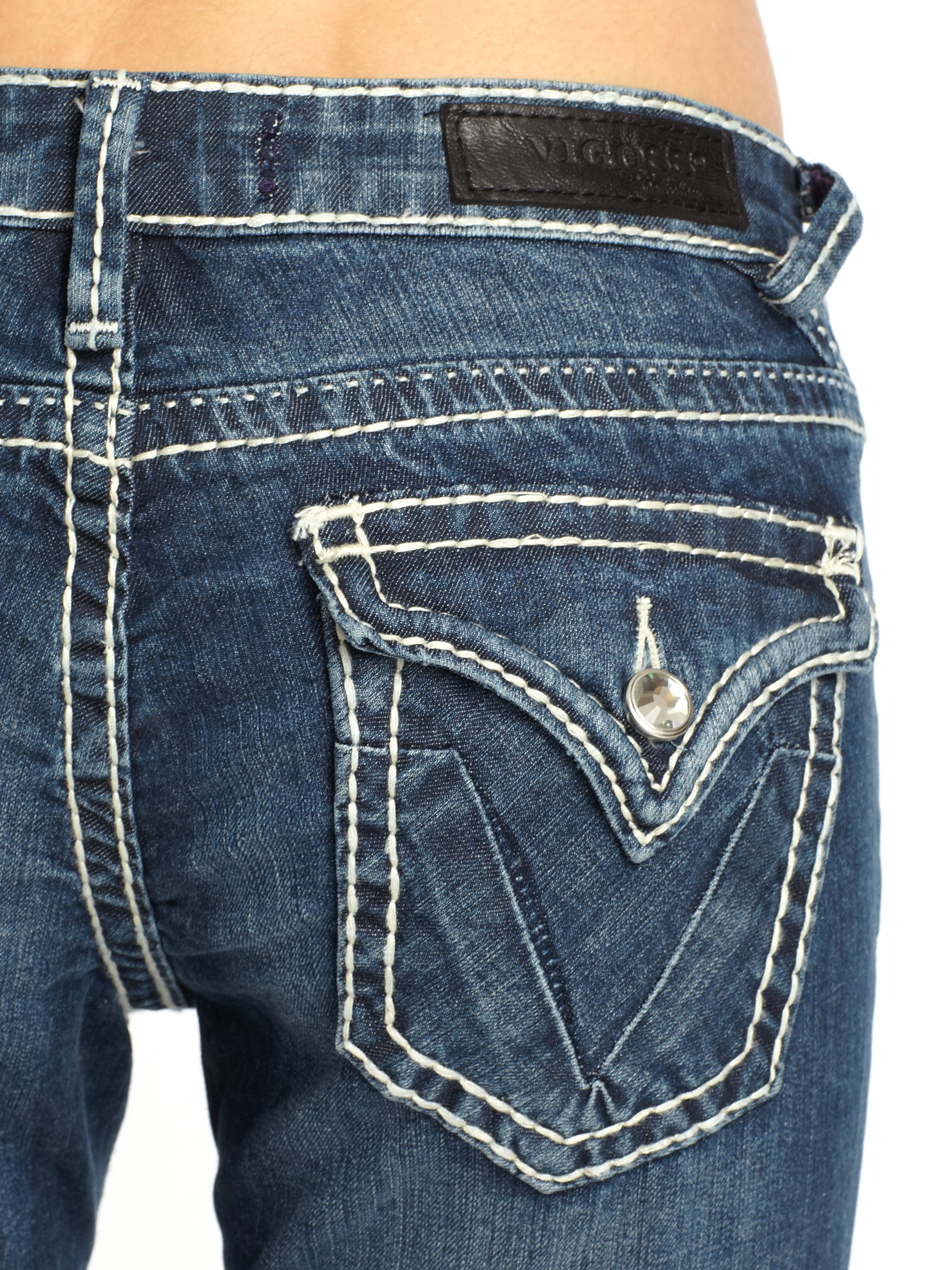 Vigoss Rhinestone Stitched Skinny Jeans in Blue | Lyst