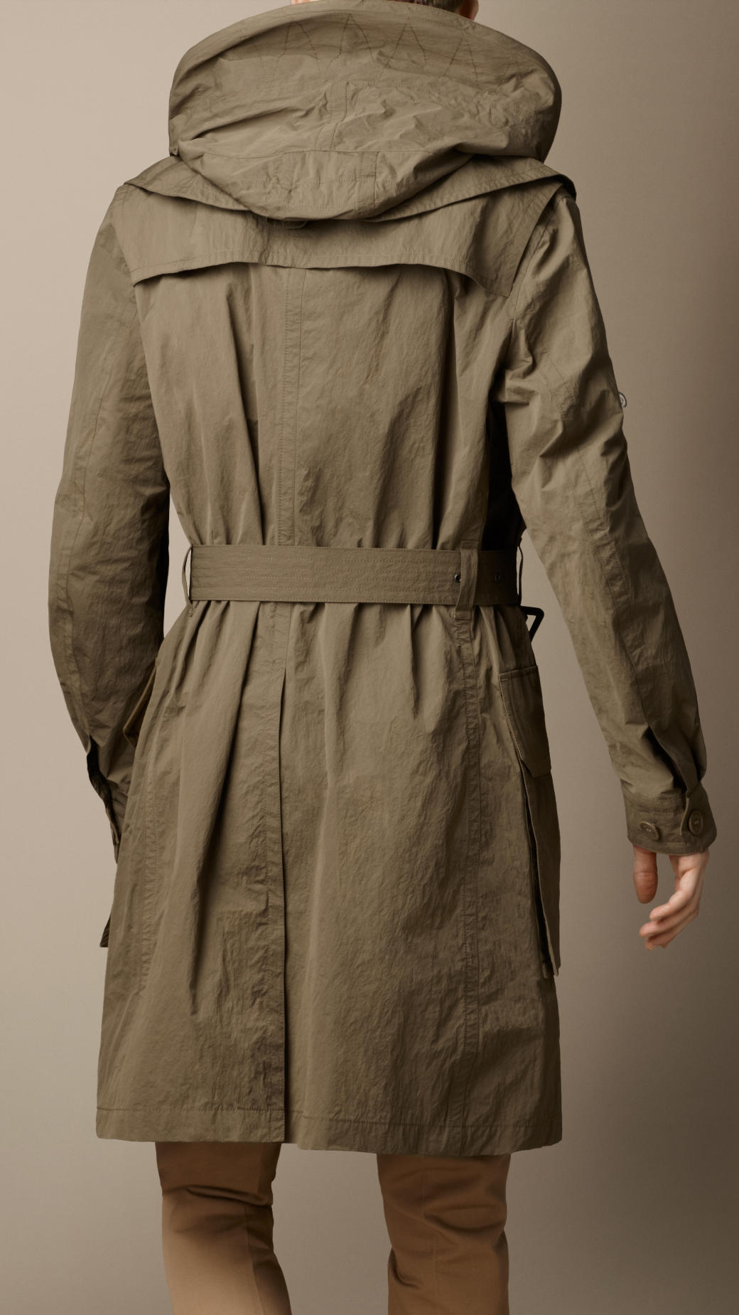 Burberry Brit Long Hooded Trench Coat in Natural for Men - Lyst