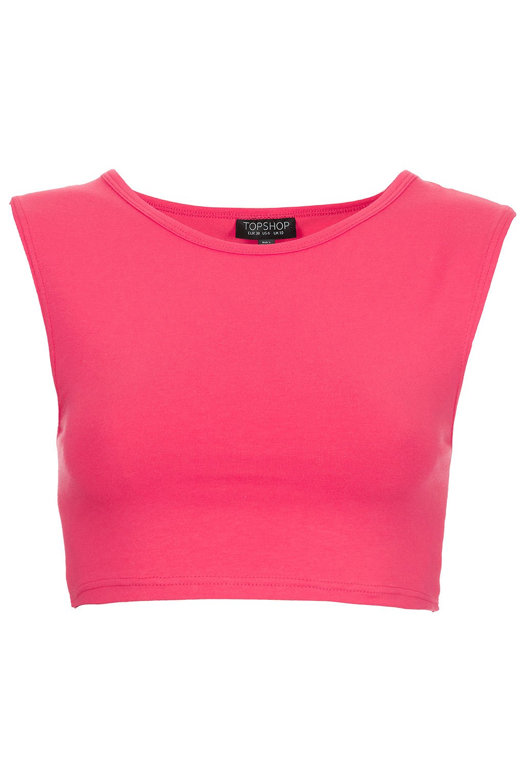 Topshop Stretch Sleeveless Crop Top in Pink | Lyst