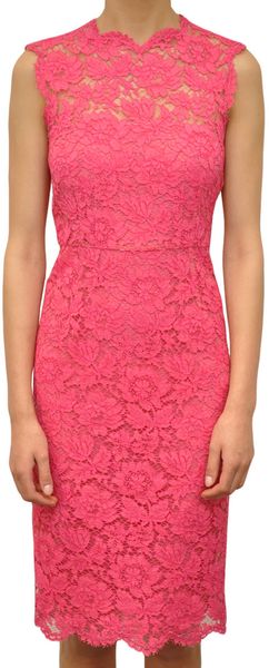 Valentino Macrame Lace Pencil Dress in Red | Lyst