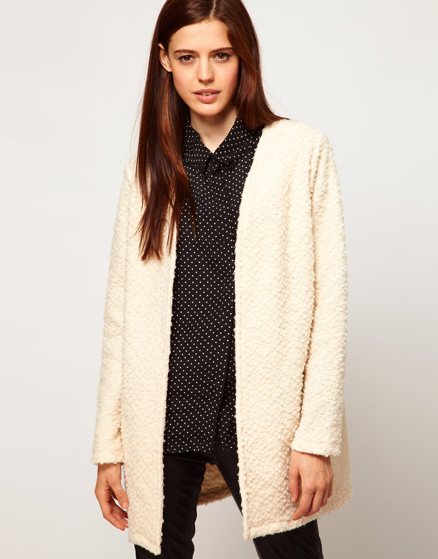 Lyst - Asos Cardigan in Bobble Texture in Natural