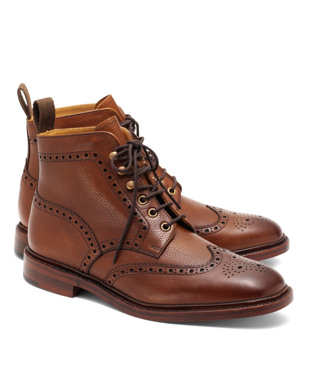 Lyst - Brooks Brothers Pebble Wingtip Boots in Brown for Men